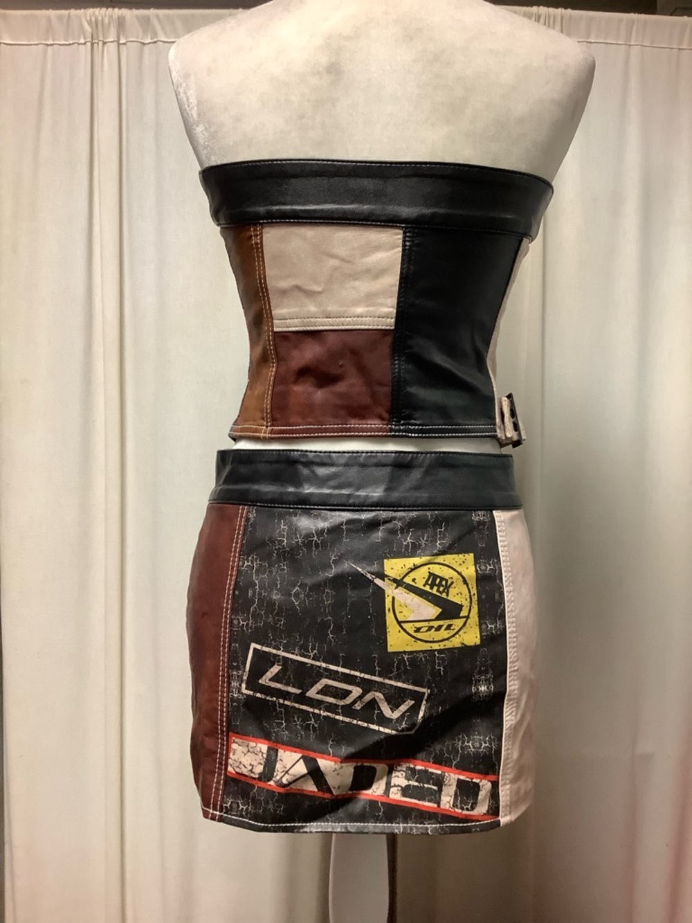 Jaded London Daytona Vegan Leather Crop Corset Strapless Top Micro Mini Skirt - Picture 4 of 16